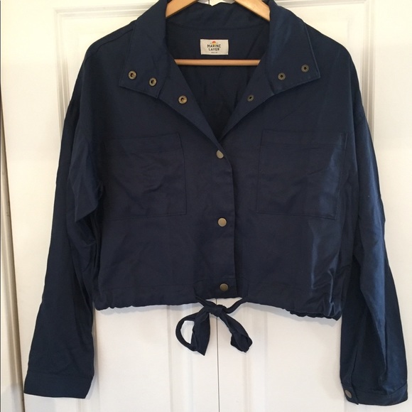 Marine Layer Oslo Drapey Utility Jacket Navy Sz M - Picture 3 of 4